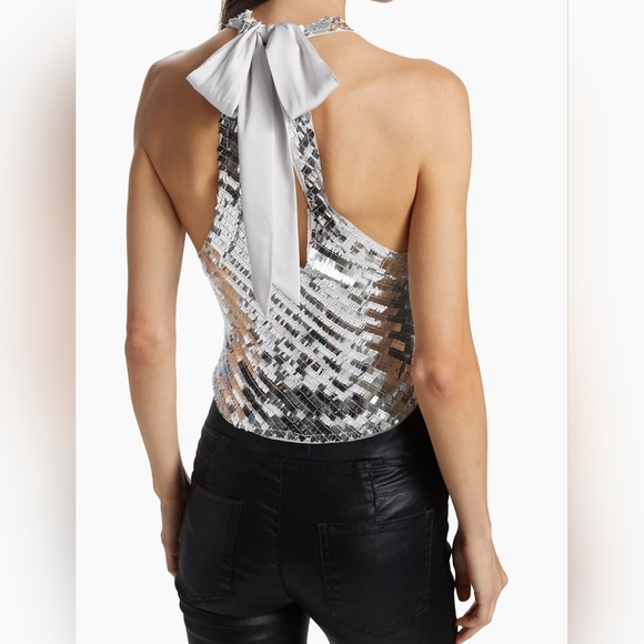 NWOT Free People Intimately Disco Fever Halter Neck Top Cami Black Combo Large - Picture 3 of 13